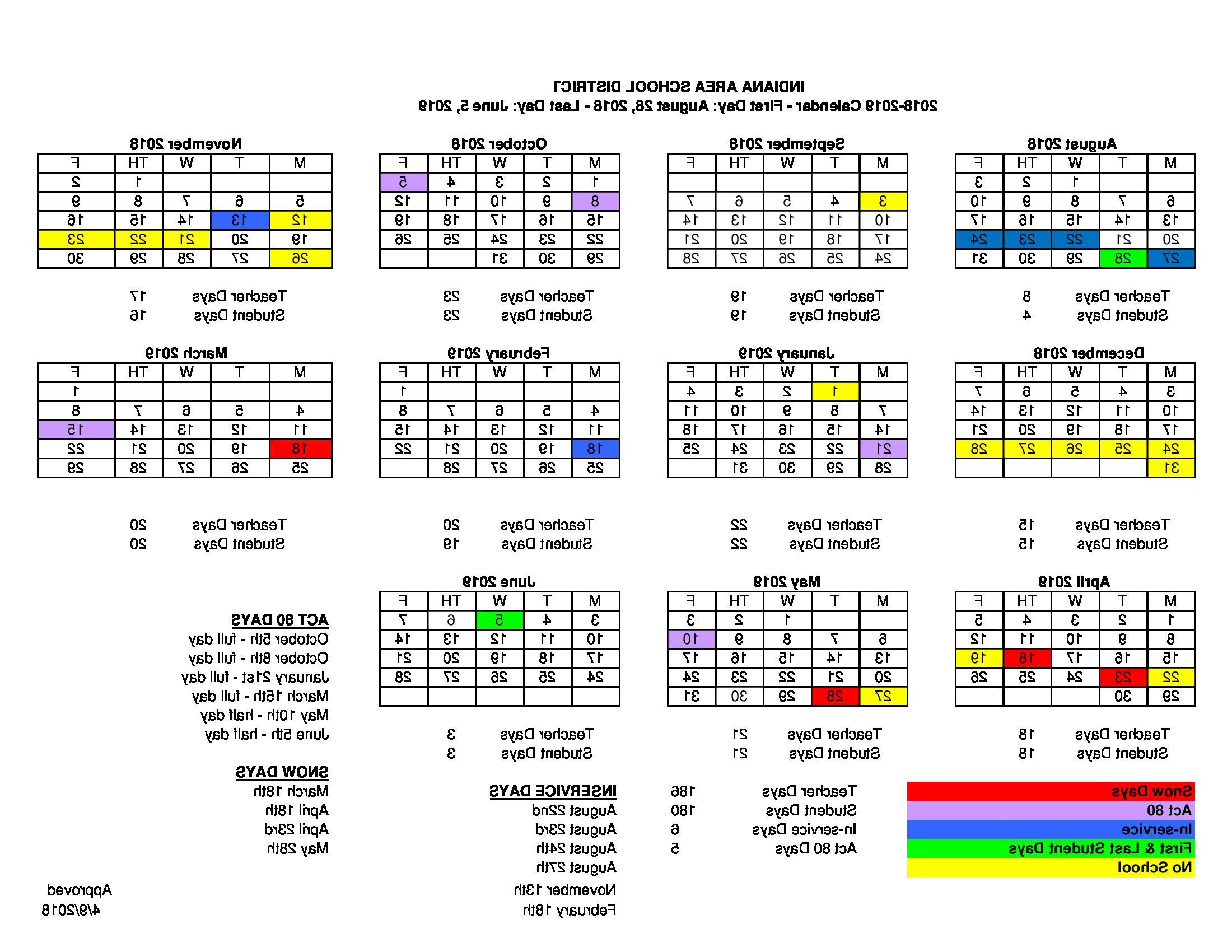 2018-19学年IASD校历